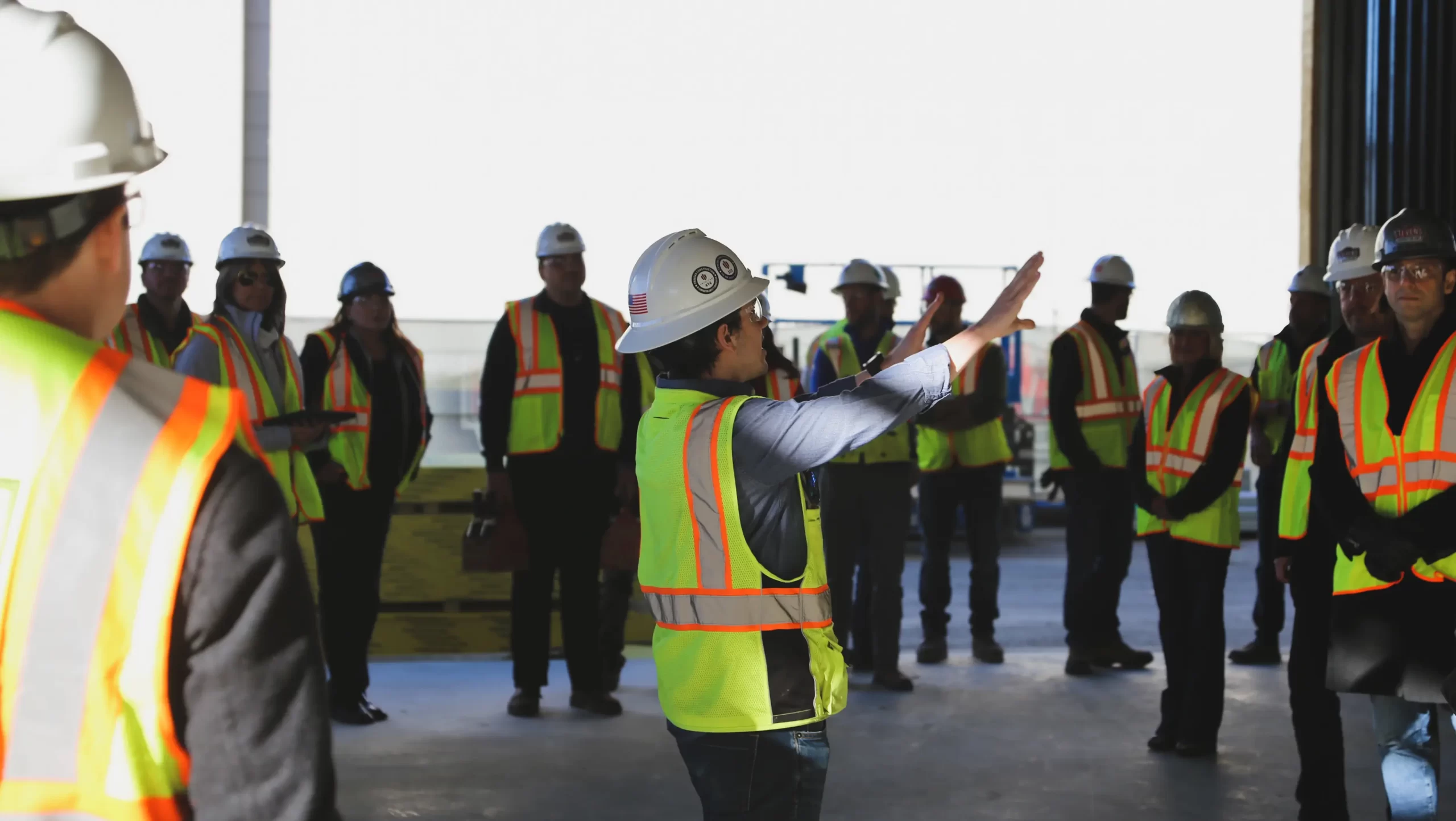 meeting of construction workers