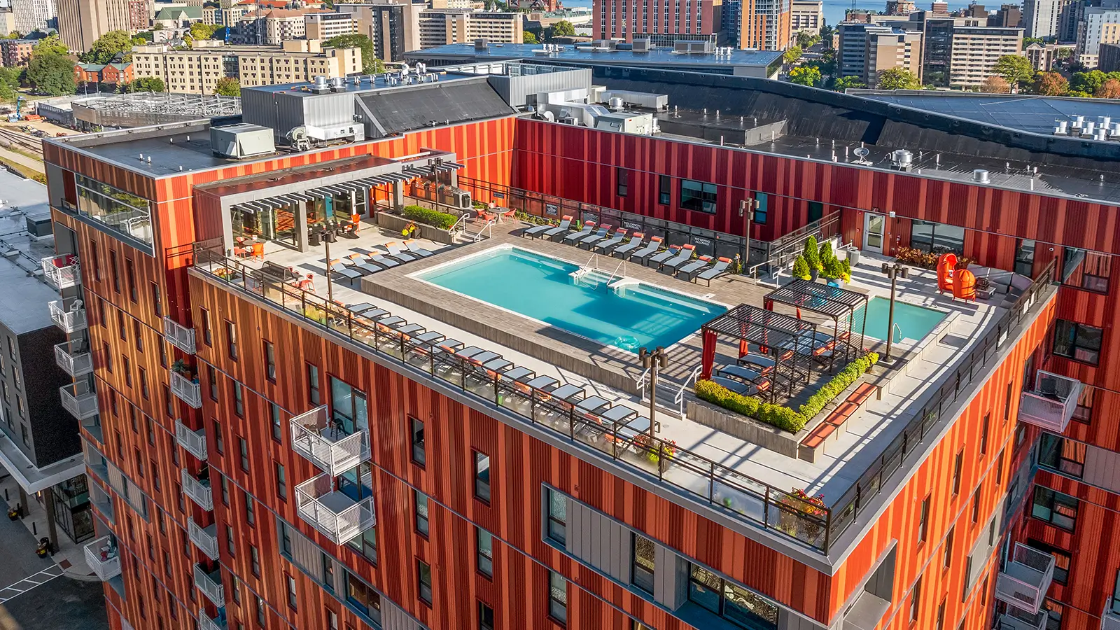 building with a rooftop pool